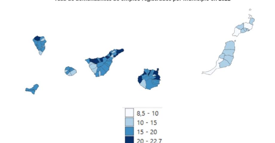 Lanzarote y Fuerteventura, las islas con menor tasa de demandantes de empleo registrados en Canarias en 2022
