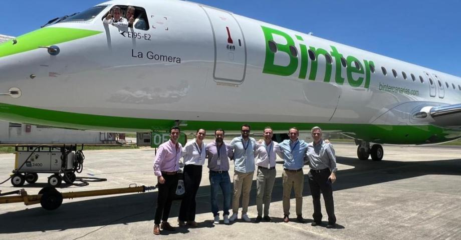 Binter recibe en Canarias el primer Embraer que volará a Madrid