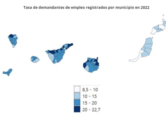 Lanzarote y Fuerteventura, las islas con menor tasa de demandantes de empleo registrados en Canarias en 2022