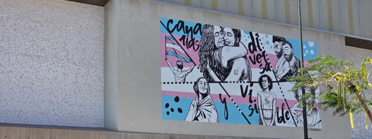 Candelaria estrena un mural contra la transfobia en el Pabellón de Punta Larga